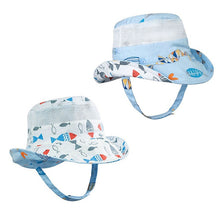 Load image into Gallery viewer, Reversible Baby Sun Hat UPF 50+ Boys Girls Beach Bucket Hat Wide Brim Toddler Sun Protection Hat Kids Bucket Cap