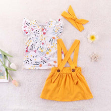 Load image into Gallery viewer, Humor Bear Baby Girls Clothes Sets 2019 Summer Dot flying sleeve top+strap dress+Headband 3-piece kids Children's Clothing Suit