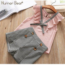 Load image into Gallery viewer, Humor Bear Baby Girls Clothes Sets 2019 Summer Dot flying sleeve top+strap dress+Headband 3-piece kids Children's Clothing Suit