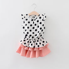Load image into Gallery viewer, Humor Bear Baby Girls Clothes Sets 2019 Summer Dot flying sleeve top+strap dress+Headband 3-piece kids Children's Clothing Suit