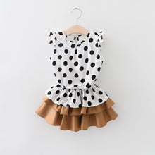 Load image into Gallery viewer, Humor Bear Baby Girls Clothes Sets 2019 Summer Dot flying sleeve top+strap dress+Headband 3-piece kids Children's Clothing Suit