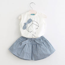 Load image into Gallery viewer, Girls Suits 2019 Summer Style Kids Beautiful Floral Flower Sleeve Children O-neck Clothing Shorts Suit With Belt 2Pcs Clothes