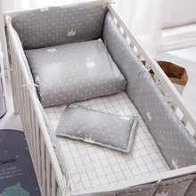 Load image into Gallery viewer, 6Pcs Baby Bedding Set Bumper Cotton Cartoon Print Soft Baby Bed Sheet Pillow Crib Hanging Bag Infant Cot Bumper Baby Bedding Set