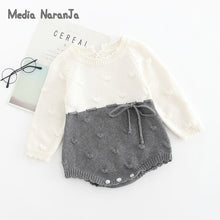 Load image into Gallery viewer, Baby Knitted bodysuit infant toddler girls pink gray twins jumpsuit spring autumn clothing photography outfits