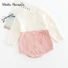 Load image into Gallery viewer, Baby Knitted bodysuit infant toddler girls pink gray twins jumpsuit spring autumn clothing photography outfits