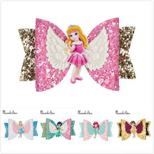 Load image into Gallery viewer, Thumbelina Princess Hairgrips Glitter Hair Bows with Clip Dance Party Bow Hair Clip Girls Hair Accessories