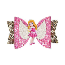 Load image into Gallery viewer, Thumbelina Princess Hairgrips Glitter Hair Bows with Clip Dance Party Bow Hair Clip Girls Hair Accessories