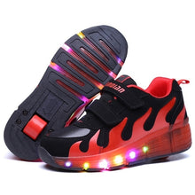 Load image into Gallery viewer, Pink Gold Children Glowing Sneakers Kids Roller Skate Shoes Children Led Light up Shoes Girls Boys Sneakers with Wheels Heelies