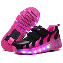 Load image into Gallery viewer, Pink Gold Children Glowing Sneakers Kids Roller Skate Shoes Children Led Light up Shoes Girls Boys Sneakers with Wheels Heelies