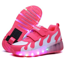 Load image into Gallery viewer, Pink Gold Children Glowing Sneakers Kids Roller Skate Shoes Children Led Light up Shoes Girls Boys Sneakers with Wheels Heelies