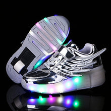 Load image into Gallery viewer, Pink Gold Children Glowing Sneakers Kids Roller Skate Shoes Children Led Light up Shoes Girls Boys Sneakers with Wheels Heelies