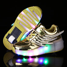 Load image into Gallery viewer, Pink Gold Children Glowing Sneakers Kids Roller Skate Shoes Children Led Light up Shoes Girls Boys Sneakers with Wheels Heelies