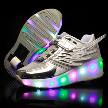 Load image into Gallery viewer, Pink Gold Children Glowing Sneakers Kids Roller Skate Shoes Children Led Light up Shoes Girls Boys Sneakers with Wheels Heelies