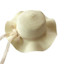 Load image into Gallery viewer, Girls Summer Cap Black Ribbon Decorate Wavy Straw Hat For Girls Children Panama Hat Baby Sun Hats Caps