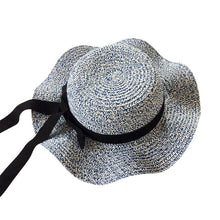 Load image into Gallery viewer, Girls Summer Cap Black Ribbon Decorate Wavy Straw Hat For Girls Children Panama Hat Baby Sun Hats Caps