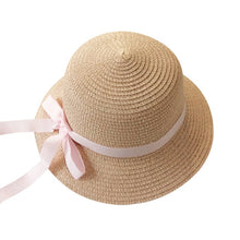 Load image into Gallery viewer, Girls Summer Cap Black Ribbon Decorate Wavy Straw Hat For Girls Children Panama Hat Baby Sun Hats Caps
