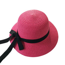 Load image into Gallery viewer, Girls Summer Cap Black Ribbon Decorate Wavy Straw Hat For Girls Children Panama Hat Baby Sun Hats Caps