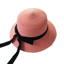 Load image into Gallery viewer, Girls Summer Cap Black Ribbon Decorate Wavy Straw Hat For Girls Children Panama Hat Baby Sun Hats Caps