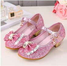 Load image into Gallery viewer, 5Colors Children Princess Sandals Kids Girls Wedding Shoes High Heels Dress Shoes Bowtie Gold Shoes For Girls