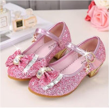 Load image into Gallery viewer, 5Colors Children Princess Sandals Kids Girls Wedding Shoes High Heels Dress Shoes Bowtie Gold Shoes For Girls