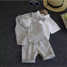 Load image into Gallery viewer, 3 pcs Kids Boys Suit Set Summer Boys Wedding Party Clothing Children Short Sleeve tshirt +Vest+ Shorts Clothes Set Suit 2-9 Year