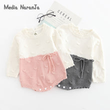 Load image into Gallery viewer, Baby Knitted bodysuit infant toddler girls pink gray twins jumpsuit spring autumn clothing photography outfits