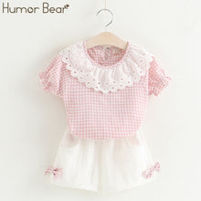 Load image into Gallery viewer, Humor Bear Baby Girl Clothes 2019 Hot Summer New Girls' Clothing Sets Kids Bay clothes Toddler Chiffon bowknot coat+Pants 1-4Y