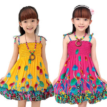 Load image into Gallery viewer, Girls Dress Summer Fashion Sling Floral Kids Dress Princess Bohemian Children Dresses Beach Girls Clothes 3 4 6 7 8 10 12 Year