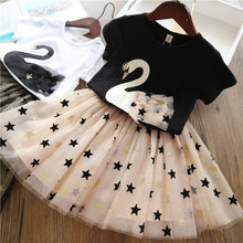 Load image into Gallery viewer, Girls Clothing Sets 2019 Summer Princess Girl Bling Star Flamingo Top + Bling Star Dress 2pcs Set Children Clothing Dresses