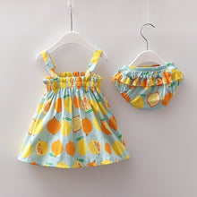 Load image into Gallery viewer, Newborn Baby Girls Clothes Sleeveless Dress+Briefs 2PCS Outfits Set Striped Printed Cute Clothing Sets Baby Girl Summer