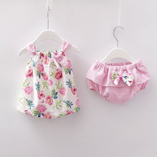 Load image into Gallery viewer, Newborn Baby Girls Clothes Sleeveless Dress+Briefs 2PCS Outfits Set Striped Printed Cute Clothing Sets Baby Girl Summer
