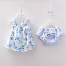 Load image into Gallery viewer, Newborn Baby Girls Clothes Sleeveless Dress+Briefs 2PCS Outfits Set Striped Printed Cute Clothing Sets Baby Girl Summer