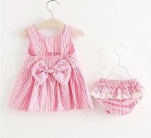 Load image into Gallery viewer, Newborn Baby Girls Clothes Sleeveless Dress+Briefs 2PCS Outfits Set Striped Printed Cute Clothing Sets Baby Girl Summer