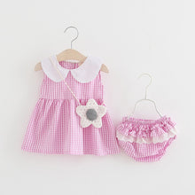 Load image into Gallery viewer, Newborn Baby Girls Clothes Sleeveless Dress+Briefs 2PCS Outfits Set Striped Printed Cute Clothing Sets Baby Girl Summer