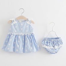 Load image into Gallery viewer, Newborn Baby Girls Clothes Sleeveless Dress+Briefs 2PCS Outfits Set Striped Printed Cute Clothing Sets Baby Girl Summer