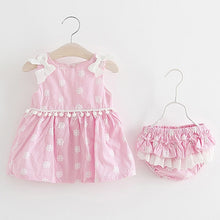Load image into Gallery viewer, Newborn Baby Girls Clothes Sleeveless Dress+Briefs 2PCS Outfits Set Striped Printed Cute Clothing Sets Baby Girl Summer