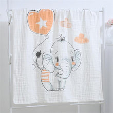 Load image into Gallery viewer, Pure cotton high density thick baby blanket 6 layers cartoon soft breathable bedding mat gauze bath towel baby swaddle blanket