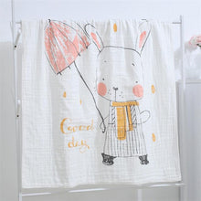 Load image into Gallery viewer, Pure cotton high density thick baby blanket 6 layers cartoon soft breathable bedding mat gauze bath towel baby swaddle blanket