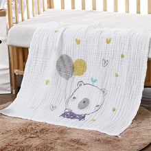Load image into Gallery viewer, Pure cotton high density thick baby blanket 6 layers cartoon soft breathable bedding mat gauze bath towel baby swaddle blanket