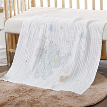 Load image into Gallery viewer, Pure cotton high density thick baby blanket 6 layers cartoon soft breathable bedding mat gauze bath towel baby swaddle blanket